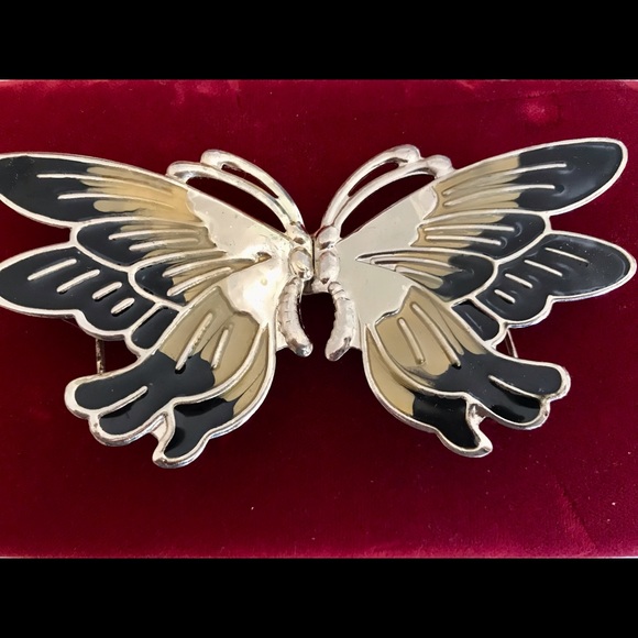 Vintage butterfly metal buckle, Mid-century BoHo, deco style - Picture 2 of 7